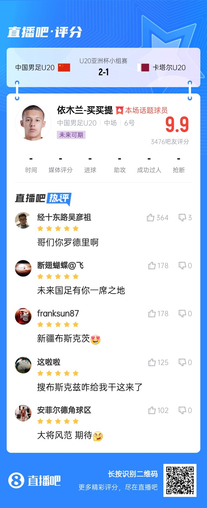  依木蘭+陳澤仕泰山中場連線！19歲依木蘭獲封：新疆布斯克茨！