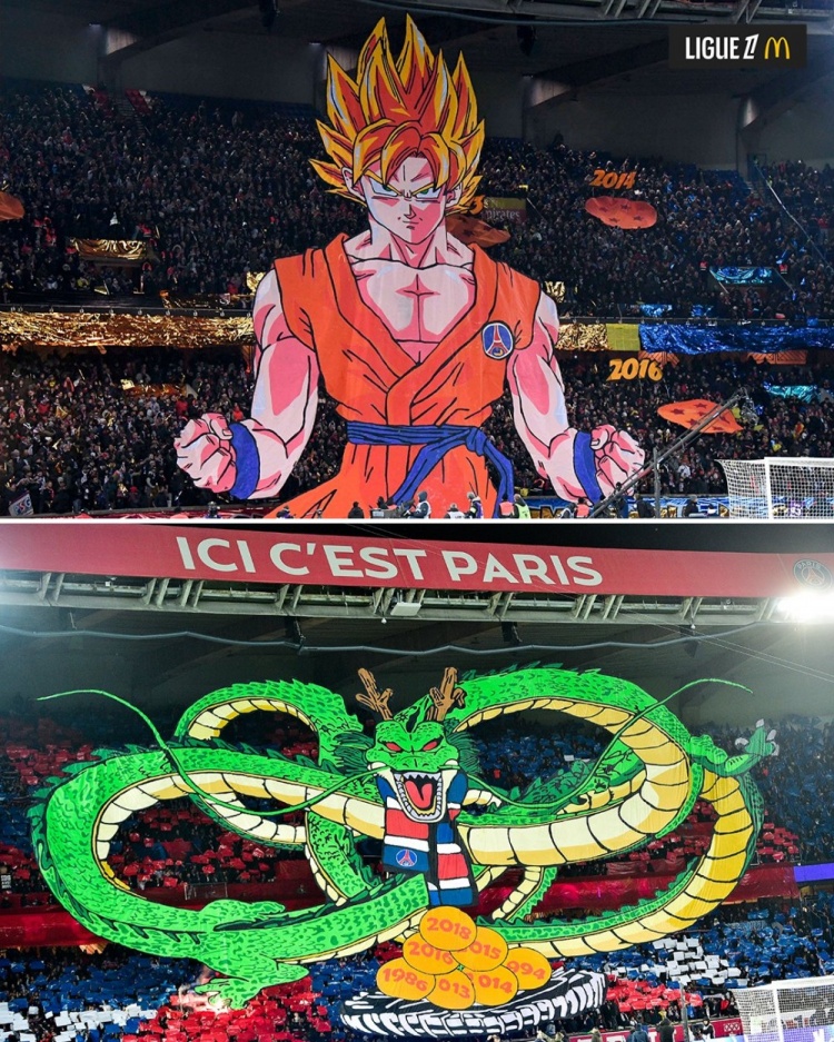  逝世一周年，法甲官推曬昔日巴黎主場(chǎng)龍珠TIFO：鳥山明經(jīng)典永存