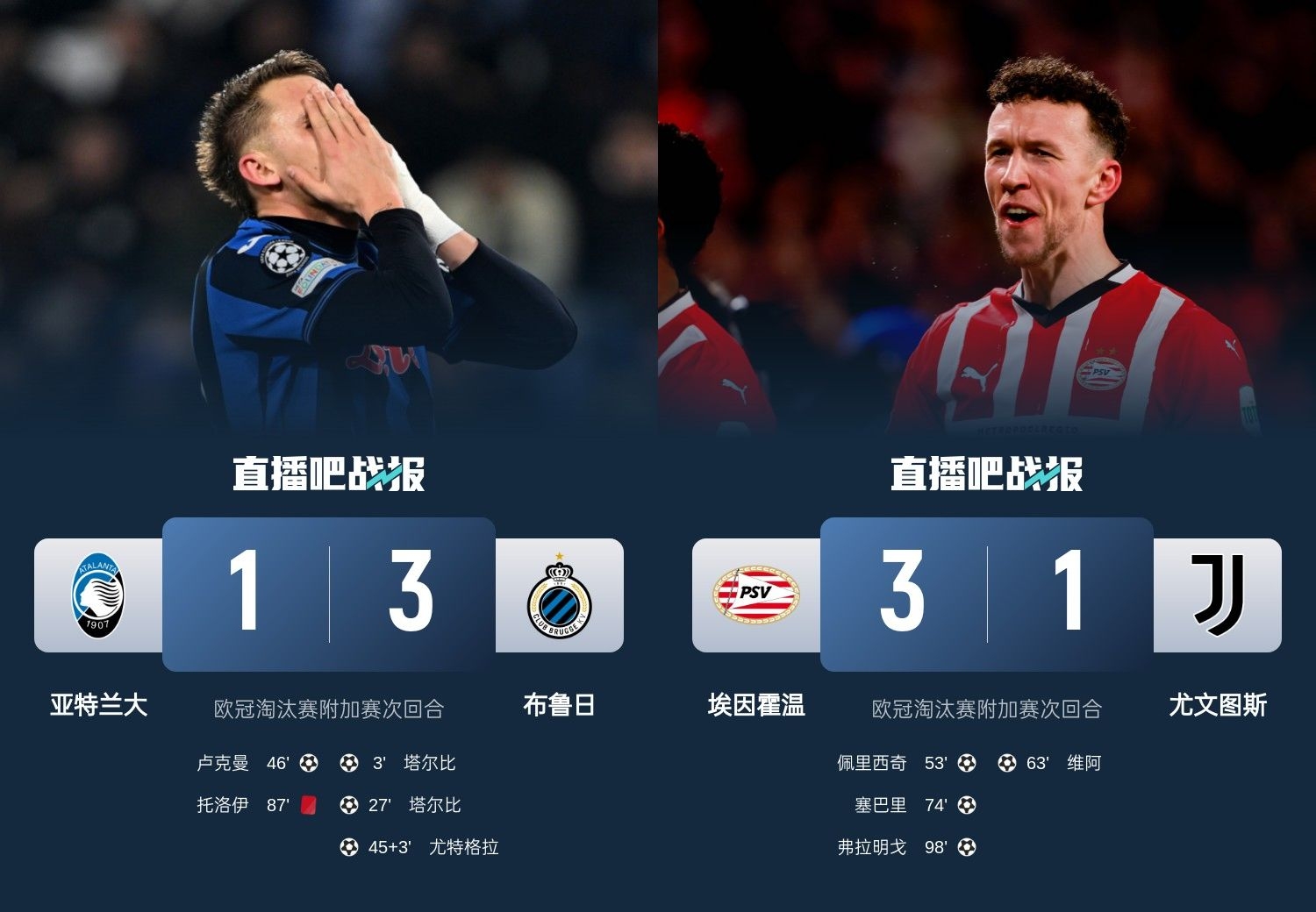  真是意甲拉垮？PSV淘汰尤文后3連敗，布魯日爆冷真藍(lán)黑后1勝難求