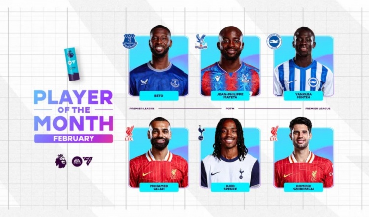  英超2月最佳候選：貝托、馬特塔、明特、薩拉赫、斯賓塞、索博