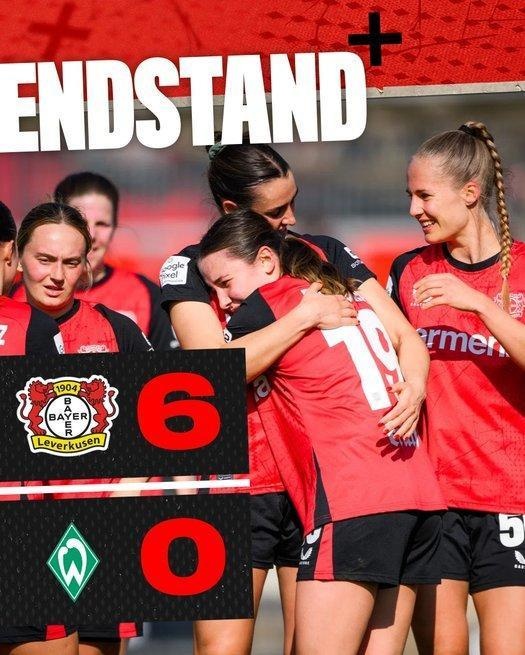 勒沃庫森女足6-0云達(dá)不來梅女足，沈夢(mèng)露首發(fā)出場59分鐘